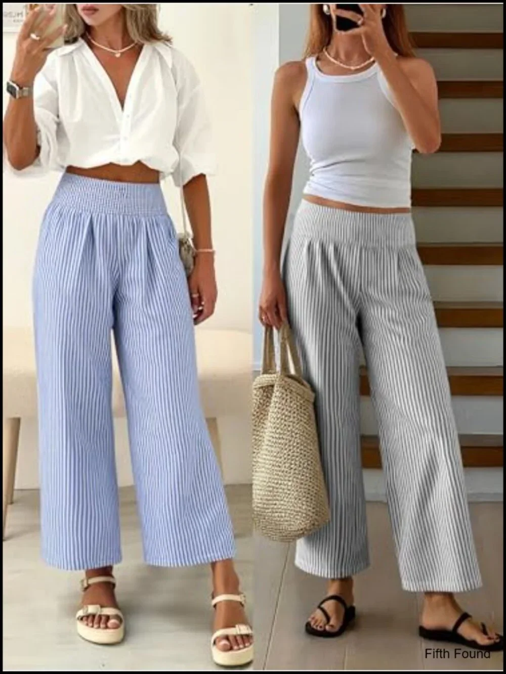 Wide Leg Smocked High Waisted Cropped Pajama Bottoms with Pockets Loose Fit